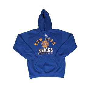 New York Knicks Basketball NBA Hoodie Mens Small Pullover Blue Orange